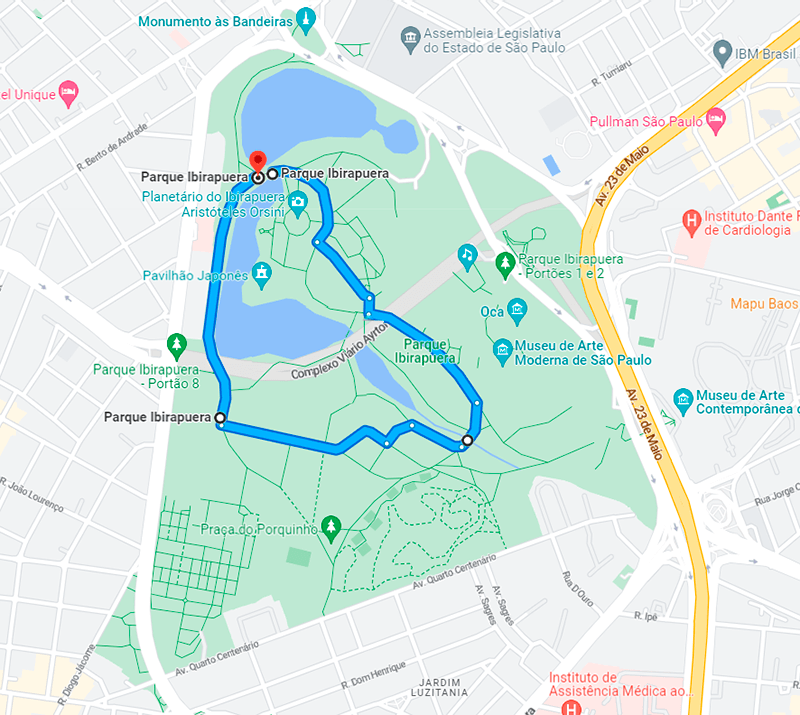 Mapa da ciclofaixa Parque Cemucam